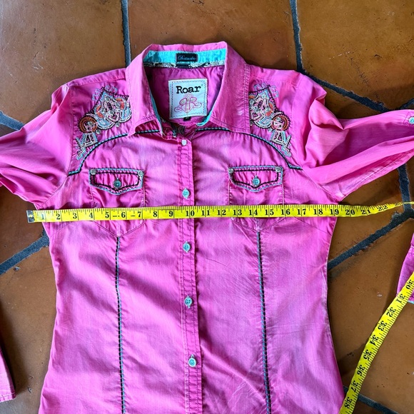 Roar Signature Shirt Womens Pink Western Embellished Rhinestone Cowgirl Medium M - Picture 10 of 10